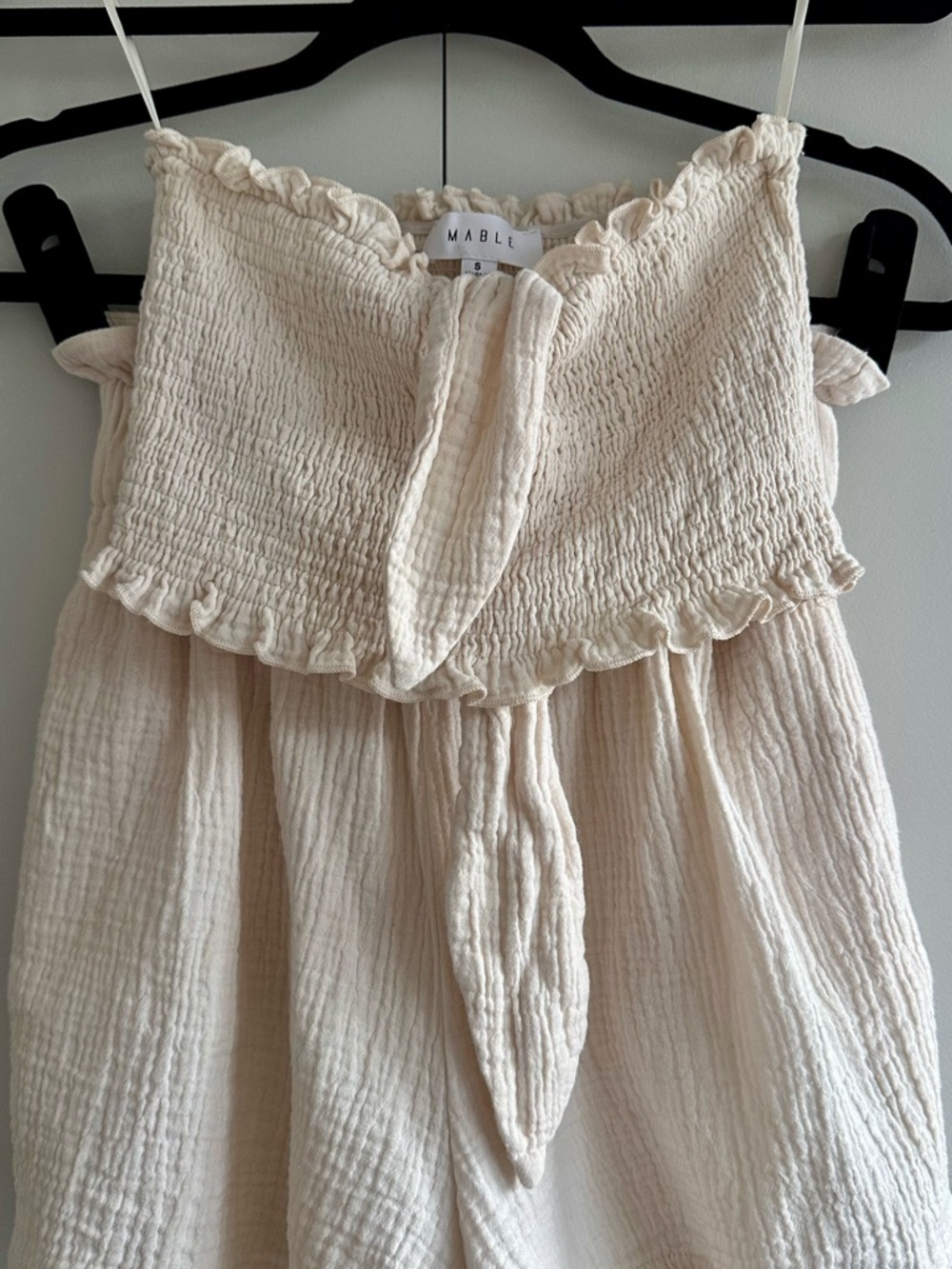 Mable Two Piece Set Bandeau Top and High Waisted Shorts in Cream - Size Small - Picture 9 of 16